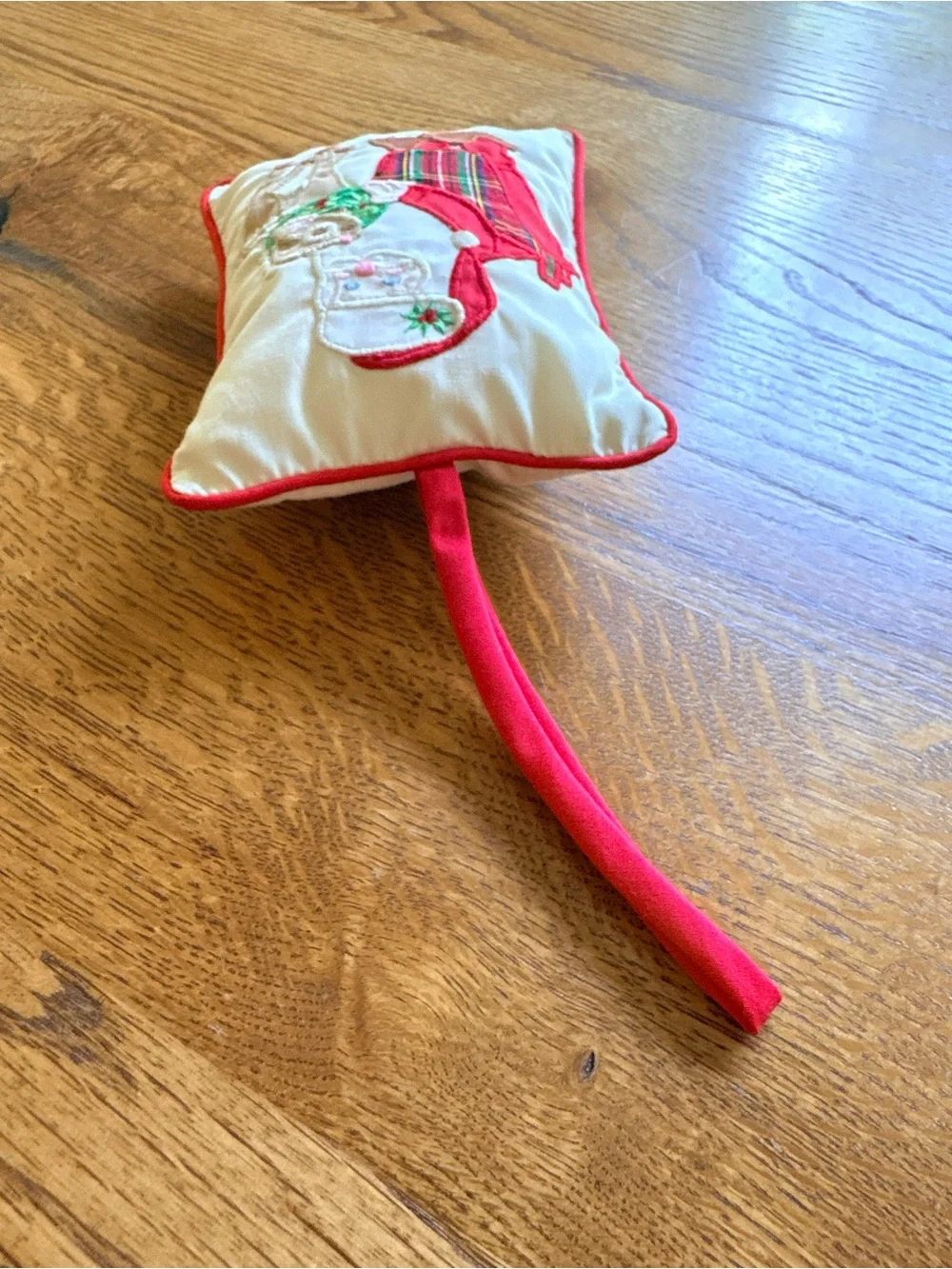 House of Hatten Red Santa & Reindeer Christmas Hanging Pillow with music box